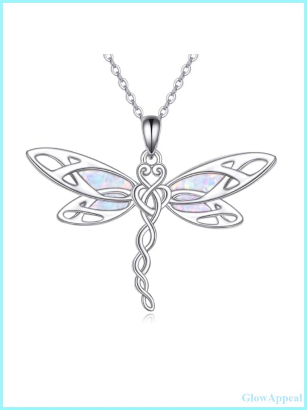 925 Sterling Silver Dragonfly Opal Pendant Necklace 18in Gift for Women